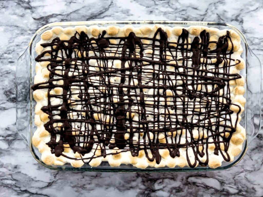 An overhead view of Mississippi mud brownies.
