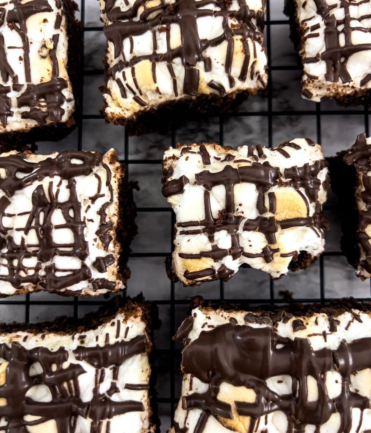 Mississippi mud brownies on a cooling rack.